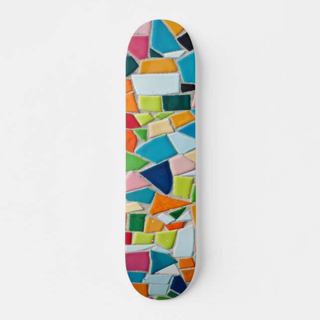 Färgglatt mosaikmönster mini skateboard bräda 18,5 cm (Framsida)