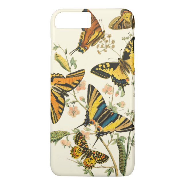 Färgglatt möte med fjärilar och larver Case-Mate iPhone skal (Baksida)