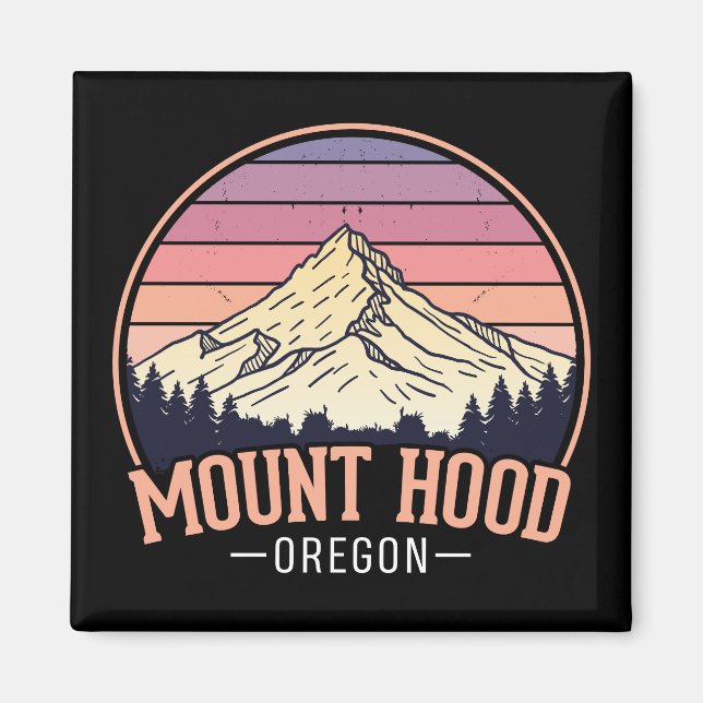 Färgglatt Mount Hood Oregon – Retro Resa Magnet (Framsidan)