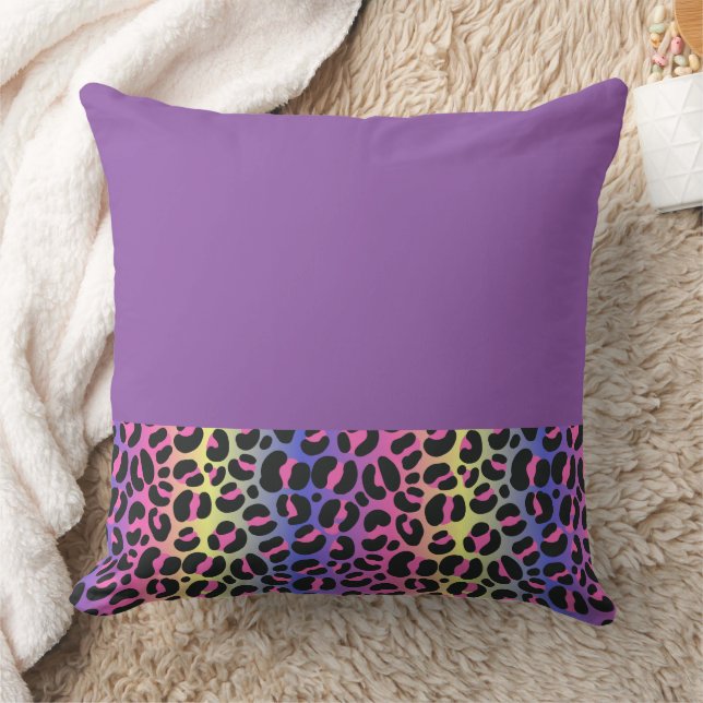 Färgglatt neon-gradient leopardtryck kudde (Filt)
