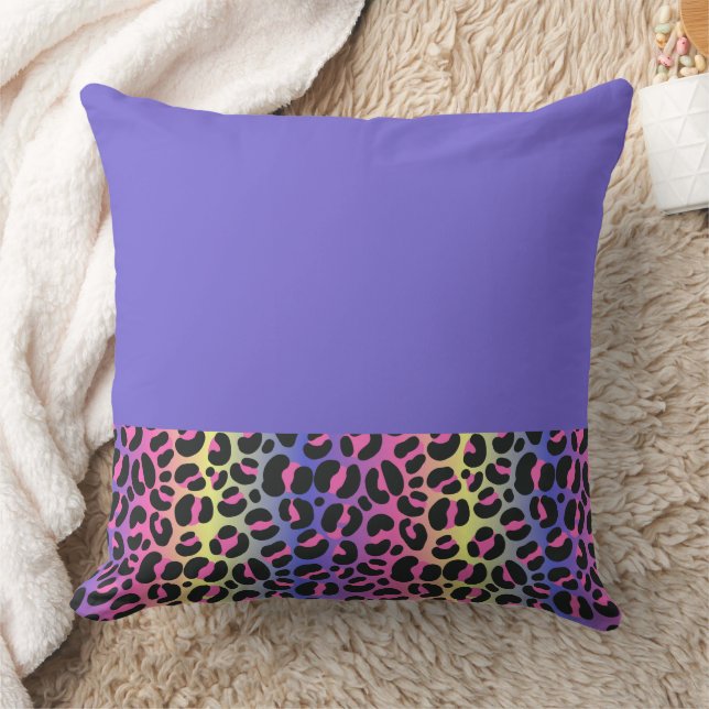 Färgglatt neon-gradient leopardtryck kudde (Filt)