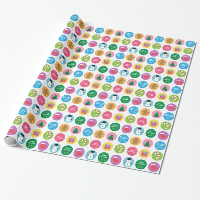 Färgglatt och ljust julklappspapper presentpapper (Utrullad)