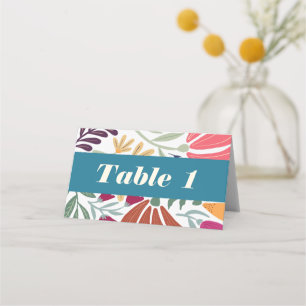 Färgglatt Opassande Blommig Retro Bröllopsbord Placeringskort