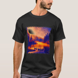 Färgglatt Orange Solnedgång Med Ankor På En Damm T Shirt