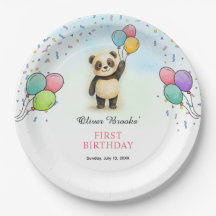 Färgglatt Panda-tema 1-års födelsedagsfest