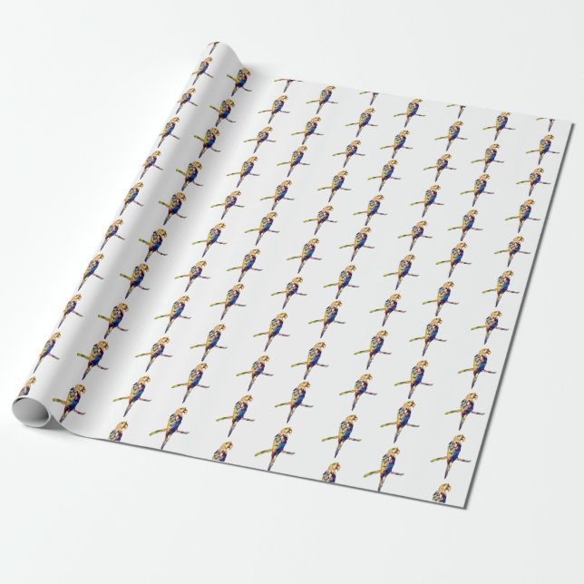 Färgglatt papper med papegoja presentpapper (Utrullad)
