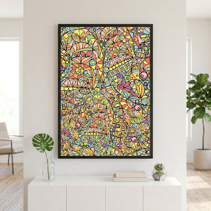 Färgglatt Pastell Abstrakt Geometriskt Klotter Mön Poster