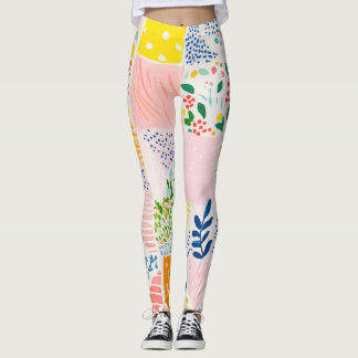 Färgglatt Pastell Lappverk Preppy Leggings