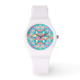 Färgglatt Pastell Mozaik Triangel Stjärnmönster Armbandsur