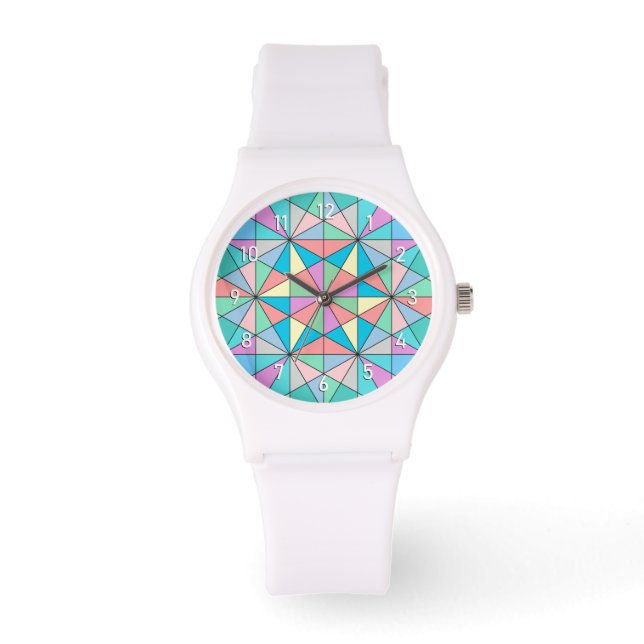 Färgglatt Pastell Mozaik Triangel Stjärnmönster Armbandsur (Framsida)