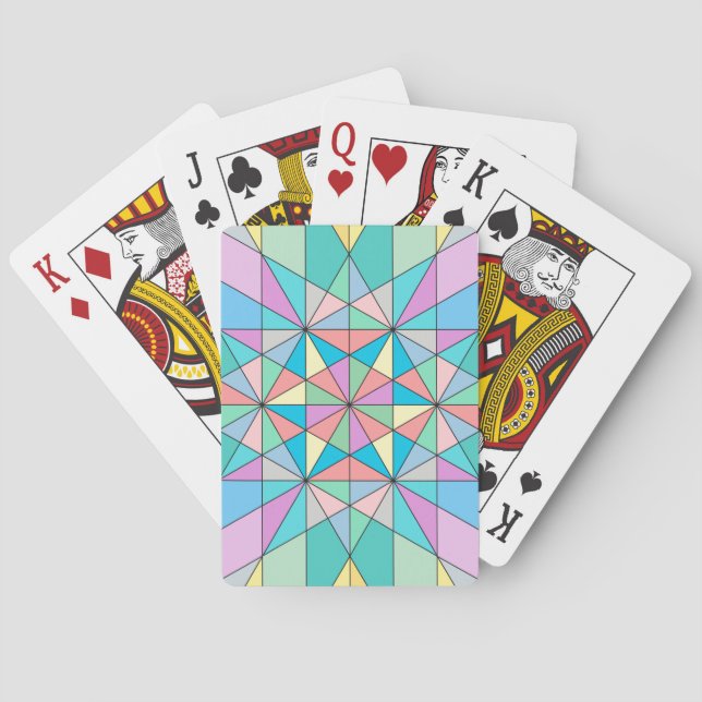 Färgglatt Pastell Mozaik Triangel Stjärnmönster Casinokort (Baksidan)