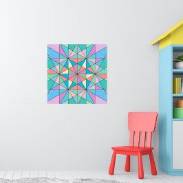 Färgglatt Pastell Mozaik Triangel Stjärnmönster Poster