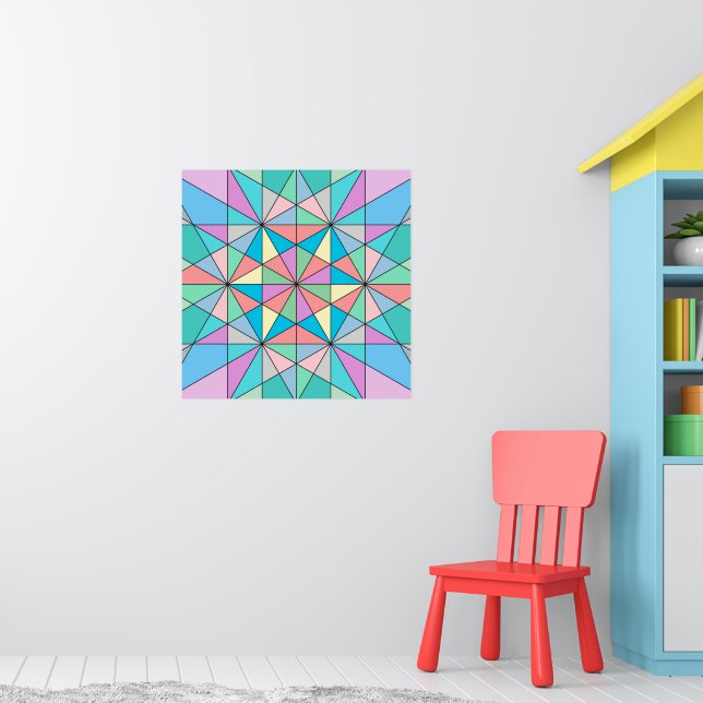 Färgglatt Pastell Mozaik Triangel Stjärnmönster Poster (Barnkammare 1)