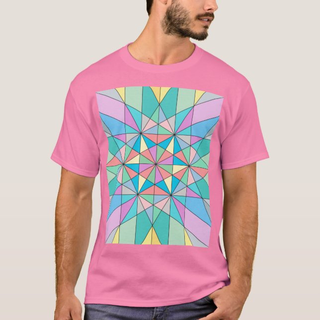Färgglatt Pastell Mozaik Triangel Stjärnmönster T Shirt (Framsida)
