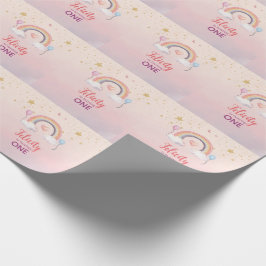 Färgglatt Pastell Regnbåge Flicktema Födelsedag Presentpapper