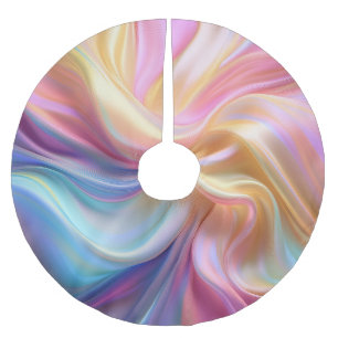 Färgglatt Pastell Siden Julgransmatta Borstad Polyester