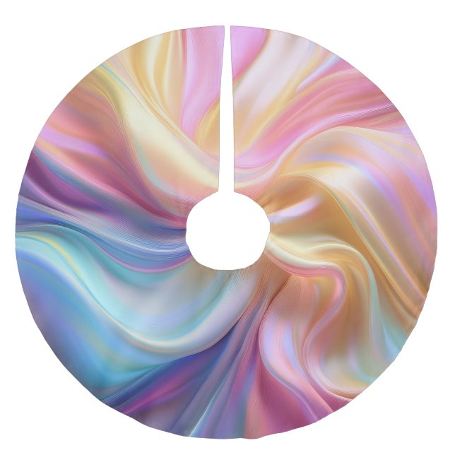 Färgglatt Pastell Siden Julgransmatta Borstad Polyester (Framsidan)