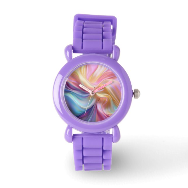 Färgglatt Pastell Silke Armbandsur (Framsida)