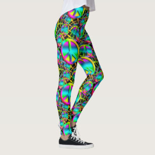 Färgglatt PEACE sömlöst mönster + dina idéer Leggings