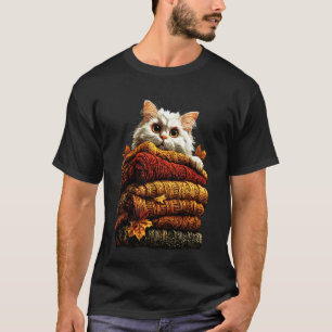 Färgglatt persiskt katt som vilar med höstlöv mysi t shirt