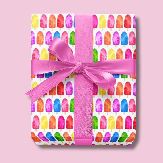 Färgglatt Pinnis-mönster Presentpapper (Colorful ice lolly wrapping paper rolls, ideal for summer birthday's and baby showers.)