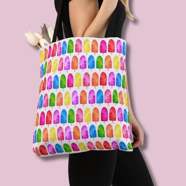 Färgglatt Pinnstångsis-mönster Tygkasse (Popsicle ice lolly tote bag)