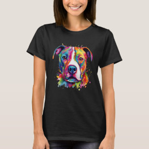 Färgglatt Pit bull Terrier Hund Kärlek r Pappa Mam T Shirt