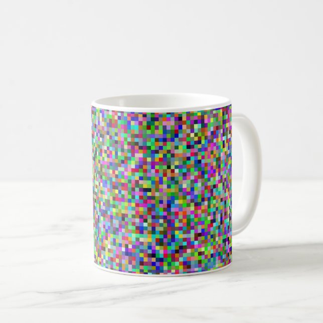 Färgglatt Pixel Torg Bakgrundsmönster Kaffemugg (Framsida höger)
