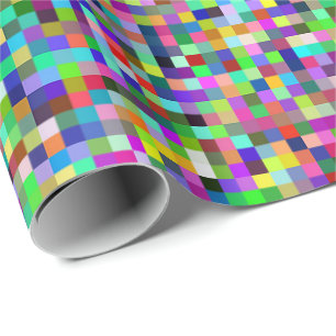 Färgglatt Pixel Torg Bakgrundsmönster Presentpapper