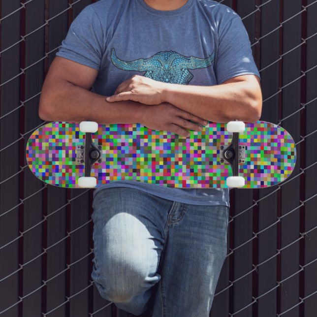 Färgglatt Pixelrutnät Bakgrundsmönster Mini Skateboard Bräda 18,5 Cm (Utomhus 3)