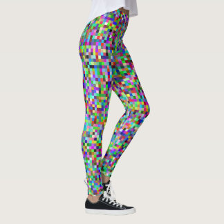Färgglatt Pixelrutor Bakgrundsmönster Leggings