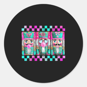 Färgglatt Preppy Nötknäppardesign för jul Lo Runt Klistermärke