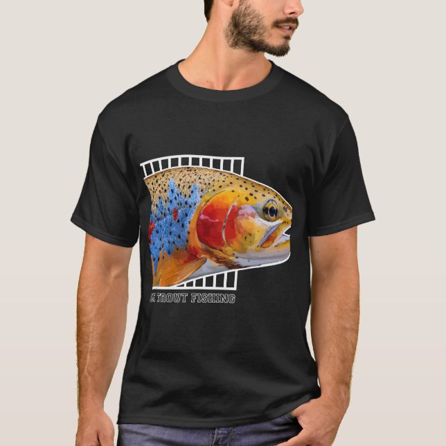 Färgglatt presentalternativ för bäckrödingfiske t shirt (Framsida)