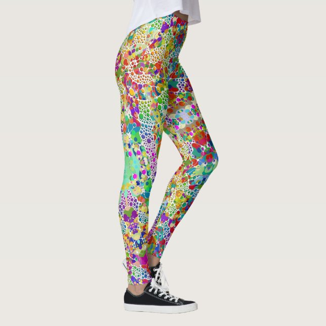 Färgglatt prickar spiraler handmålning 2 leggings (Höger)
