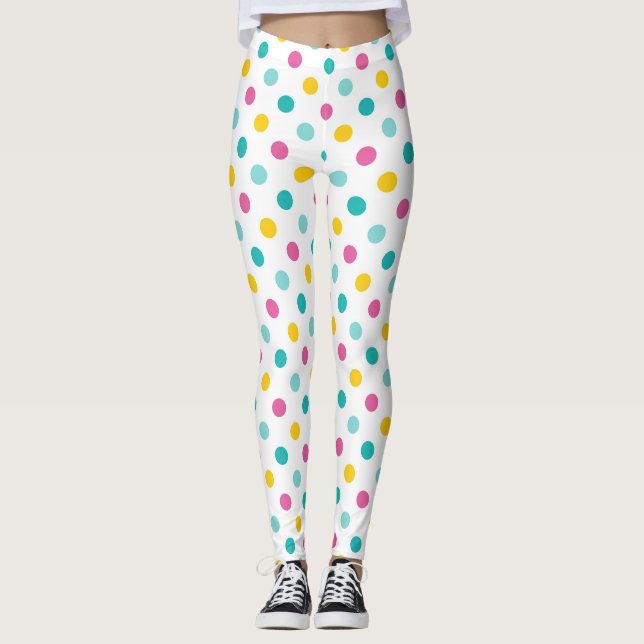 Färgglatt prickmönster utan sömmar leggings (Framsida)