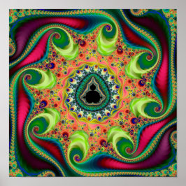 Färgglatt psykedeliskt Mandelbrot set fraktal Poster