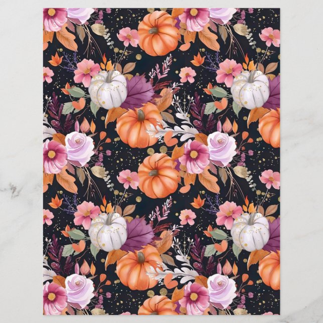 färgglatt pumpa höstmönster scrapbookpapper (Framsida)