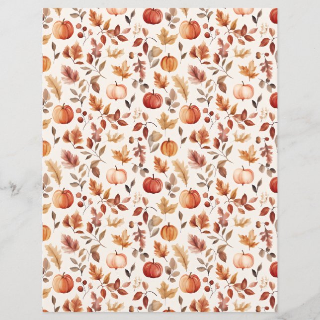 färgglatt pumpa höstmönster scrapbookpapper (Framsida)