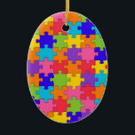 Färgglatt pusselmönster julgransprydnad keramik<br><div class="desc">Färgglatt pusselmönster. Perfekt gåva för de som söker efter något som är enkel och som är retro.</div>