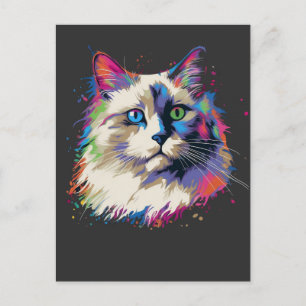 Färgglatt Ragdoll-katt Vykort