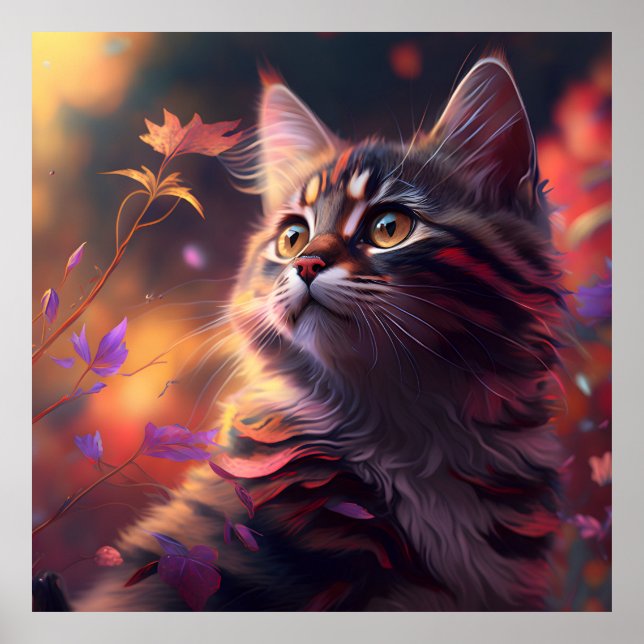Färgglatt randigt litet kattunge poster (Framsidan)
