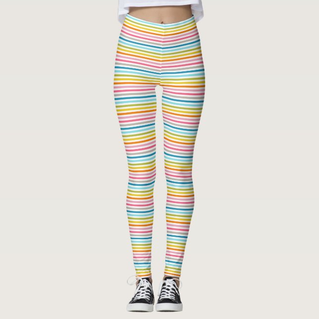 Färgglatt randmönster leggings (Framsida)