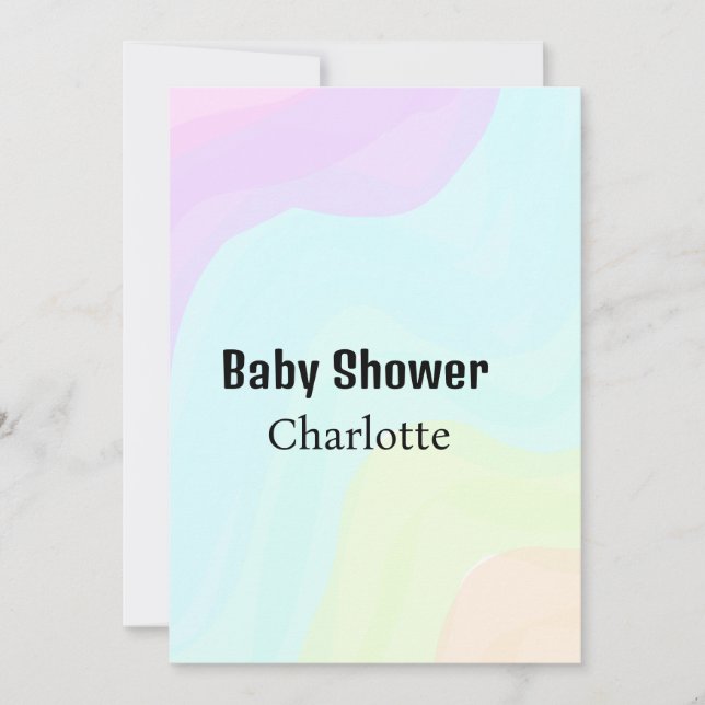 Färgglatt regnbåge pastell boho retro baby shower  inbjudningar (Framsida)
