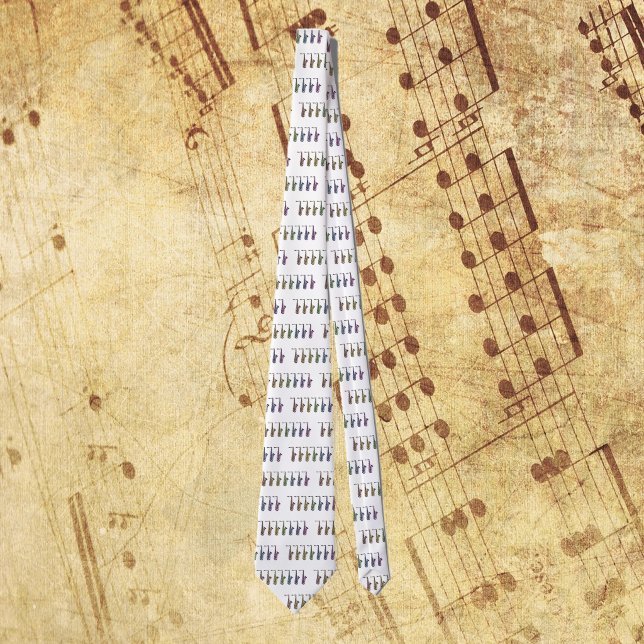 Färgglatt Regnbåge Tenorsaxofon Slips (A tie with a rainbow pattern of tenor saxophones.)