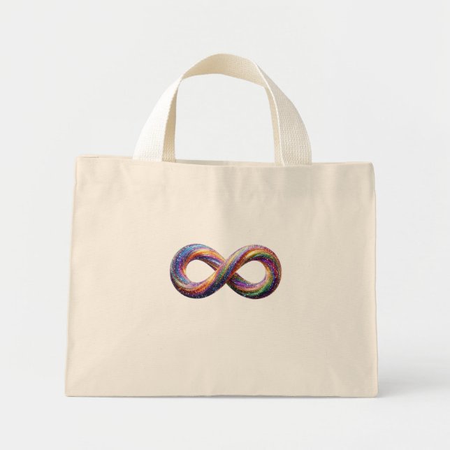 Färgglatt regnbågs-infinity-symbol handväskan mini tygkasse (Framsidan)
