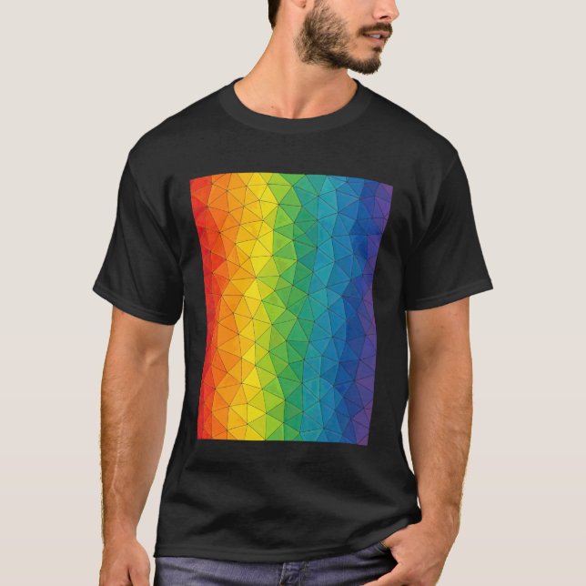 Färgglatt Regnbågs Polygon Abstrakt Triangel Geome T Shirt (Framsida)