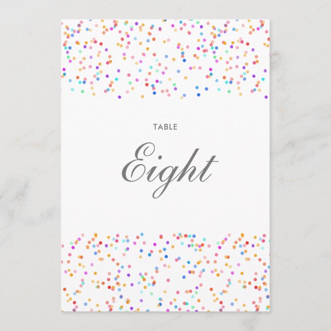 Färgglatt regnbågsconfetti Bordskort (Framsida)