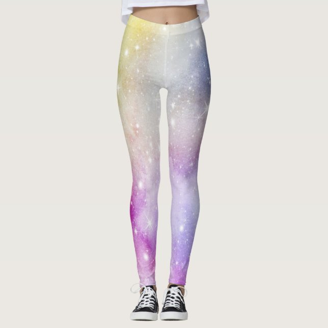 Färgglatt regnbågsgalaxmönster leggings (Framsida)