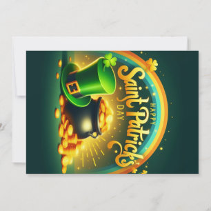 Färgglatt regnbågsguld Saint Patrick's Day Julkort