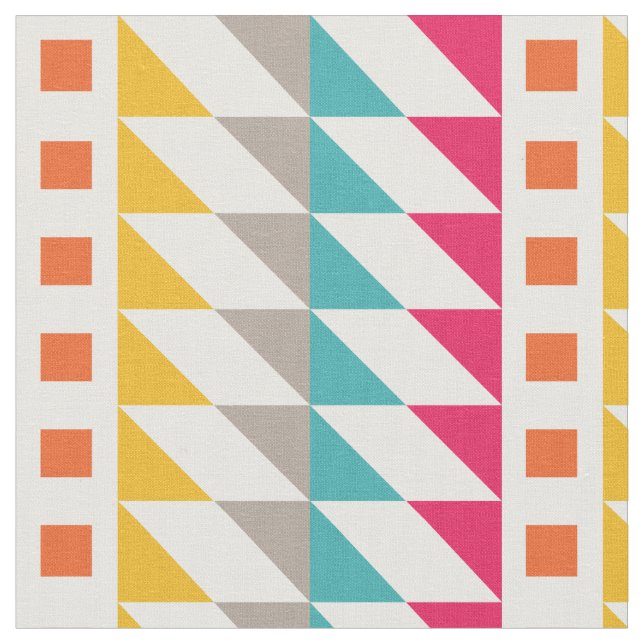 Färgglatt Retro Aztec Sicksackiga Fyrkantiga Mönst Tyg (Närbild)